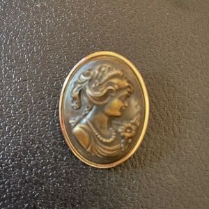 Vintage Bronze Coloured Cameo Brooch